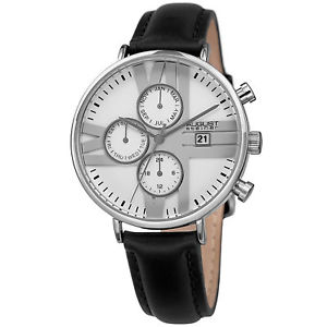 【送料無料】womens august steiner as8220bk two time zone date genuine leather strap watch