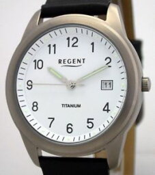 【送料無料】klassische regent reintitan herrenuhr mit datum 5 bar wr neu