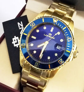 【送料無料】orologio uomo lorenz automatico meccanico miyota wr 10atm acciaio placcato oro