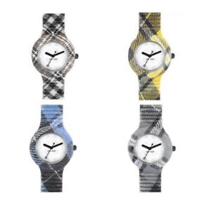 【送料無料】orologio hip hop tartan small 32mm silicone colorato tessuto nero giallo bianco