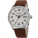 yzmens akribos xxiv ak1029br quartz date white brown seude leather strap watch