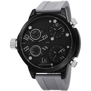 【送料無料】mens joshua amp; sons js40gy triple time zone military time date quartz watch