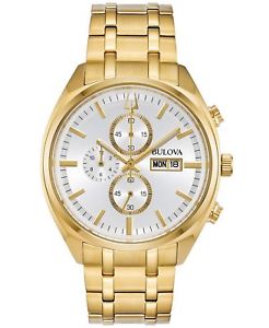 【送料無料】bulova 97c109 mens goldtone stainless steel daydate surveyor 42mm watch
