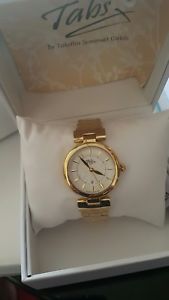 【送料無料】tabitha webb ladies quartz gold plated stainless steel bracelet watch brand