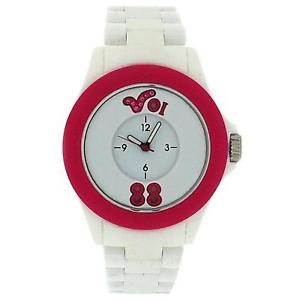 【送料無料】voi jeans arabella ladiesgirls analogue white amp; pink plastic strap watch