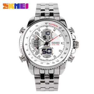【送料無料】men sport watch steel fashion led waterproof military wristwatch