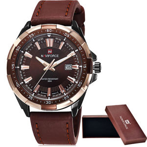 【送料無料】naviforce mens fashion casual sport watches men waterproof leather quartz w