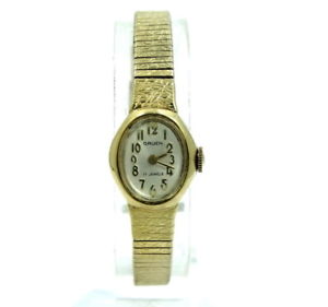 【送料無料】ladies vintage petite easytoread gruen handwinding 14k gold plate watch