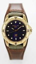 【送料無料】relic watch mens stainless steel gold brown wide leather 50m blue quartz