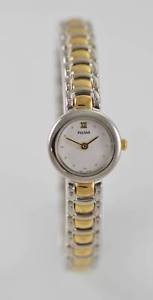 【送料無料】pulsar watch womens gold silver stainless water resistant battery white quartz