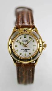 【送料無料】relic watch womens white stainless steel gold silver 30m brown leather quartz 【送料無料】relic watch womens white stainless steel gold silver 30m brown leather quartz