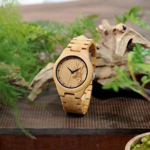 【送料無料】bamboo wooden watch for men hot elk deer head