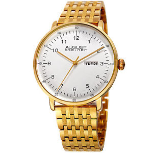 【送料無料】mens august steiner as8215yg quartz date steel double folding bracelet watch 【送料無料】mens august steiner as8215yg quartz date steel double folding bracelet watch