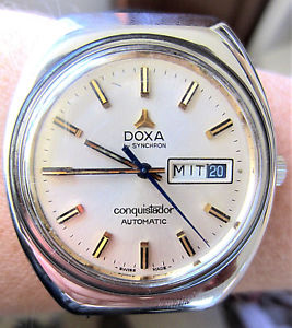 【送料無料】gents 1970s swiss ss doxa conquistador automatic eta2789 day date watch service