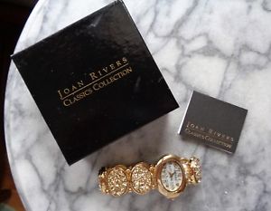【送料無料】joan rivers gold crushed stone watch original box