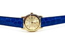 yzyema of france round gold stainless steel swiss movement blue crocodile leather