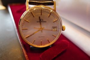 【送料無料】neues angebotgarrard 9ct gold gents quartz watch 9k with all boxes as seen just serviced