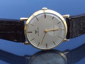 【送料無料】gentlemans 1950s wittnauer revue 14k solid yellow gold watch cal763g ref305
