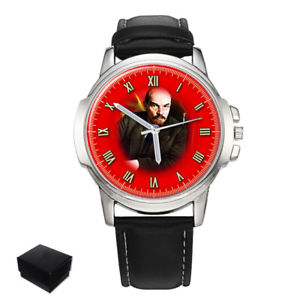 【送料無料】lenin soviet communist leader russia mens wrist watch gift egraving