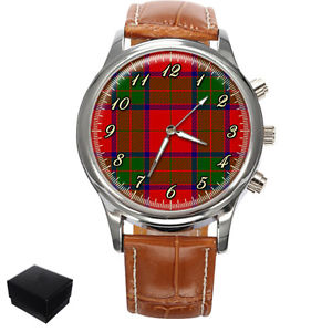 【送料無料】robertson scottish clan tartan gents mens wrist watch gift box engraving