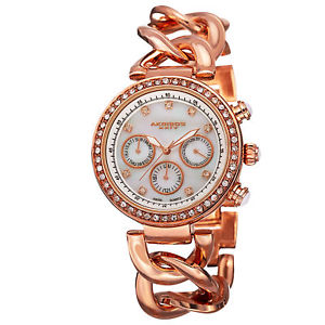 【送料無料】 womens akribos xxiv ak640rg swiss quartz multifunction twist chain watch