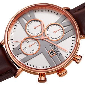 【送料無料】womens august steiner as8220brrg two time zone date genuine leather strap watch