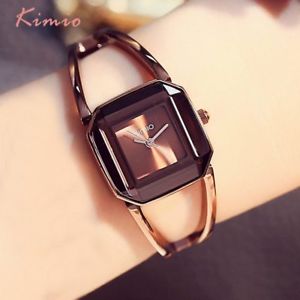 【送料無料】kimio square fashion skeleton bracelet rose gold watches 2017 luxury ladies watc