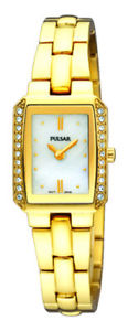 【送料無料】pulsar ladies swarovski gold plated bracelet watch pegf76x1pnp
