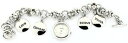 yz geneva polished silver tone charms bracelet love,courage,believe,fait watch