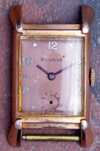 ̵bulova craftsman 1946 vintage art deco flared lugs running 21j 7ap partsrestore