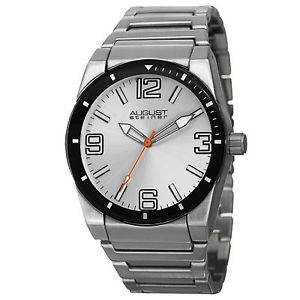 【送料無料】 mens august steiner as8152ssw easy to read swiss silvertone bracelet watch