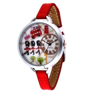 【送料無料】england theme fashion watch 3d picture travel red uk tourist woman analog