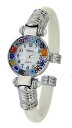 【送料無料】orologio bianco watch in vetro di murano murrina millefiori