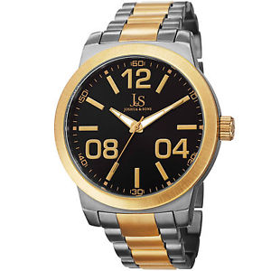 【送料無料】 mens joshua amp; sons js82ttg large arabic numerals twotone bracelet watch
