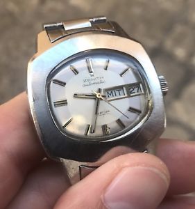 【送料無料】zenith day date giorno data automatic automatico vintage steel