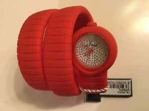 nwt toywatch womens red silicone toyviper swarovski krystal 26mm case vp04yl