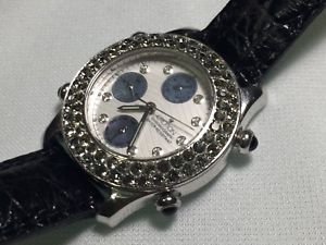 【送料無料】nice preowned croton chronograph ladies quartz wristwatch 3atm100ft wr