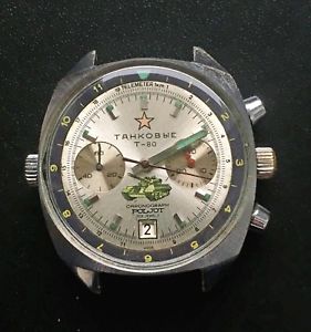 【送料無料】original soviet military watch chronograph poljot 3133 tank t80 limited series