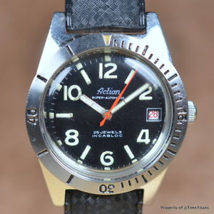 【送料無料】action 1960s skin diver automatic 200m felsa 4007n 38mm stainless steel tropic