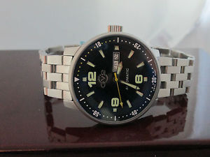 【送料無料】mens gervil watch swiss handcrafted 25 jewels limited edition stainless steel