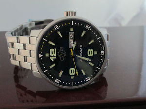 【送料無料】mens gervil watch swiss handcrafted 25 jewels limited edition stainless steel