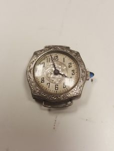 【送料無料】vintage victorian 14k gold filled wrist watch gem stone stem 6 jewels luor