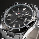 【送料無料】curren top luxury full stainless steel analog date mens quartz watch waterproof