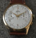 【送料無料】rare bostol chronograph mens vintage watch uhr 37,5mm 18k solid gold case