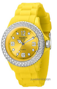 【送料無料】madison york u4101k5 juicy glamour damenuhr silikon mdchenuhr gelb neu