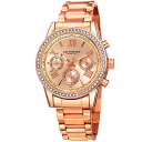 【送料無料】womens akribos xxiv ak872 swarovski crystal bezel day date bracelet watch(2)