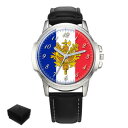 yzfrance flag coat of arms gents mens wrist watch gift engraving