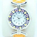 【送料無料】murano glass quartz watch venice with millefiori and orange strap(2)