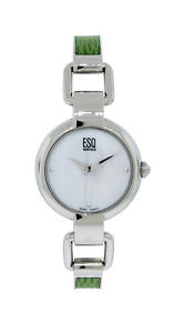 【送料無料】esq swiss es408 womens round analog mother of pearl green leather steel watch 【送料無料】esq swiss es408 womens round analog mother of pearl green leather steel watch