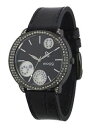 【送料無料】moog paris montre femme avec cadran noir, elments swarovski, bracelet noir